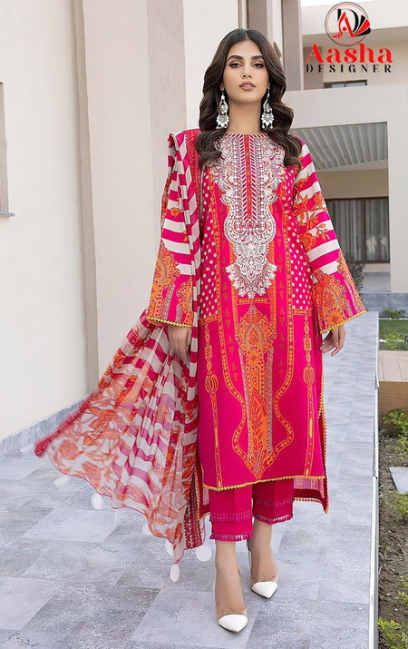 Aasha 1186 Printed Embroidery Cotton Dupatta Pakistani Wholesalers In Surat
